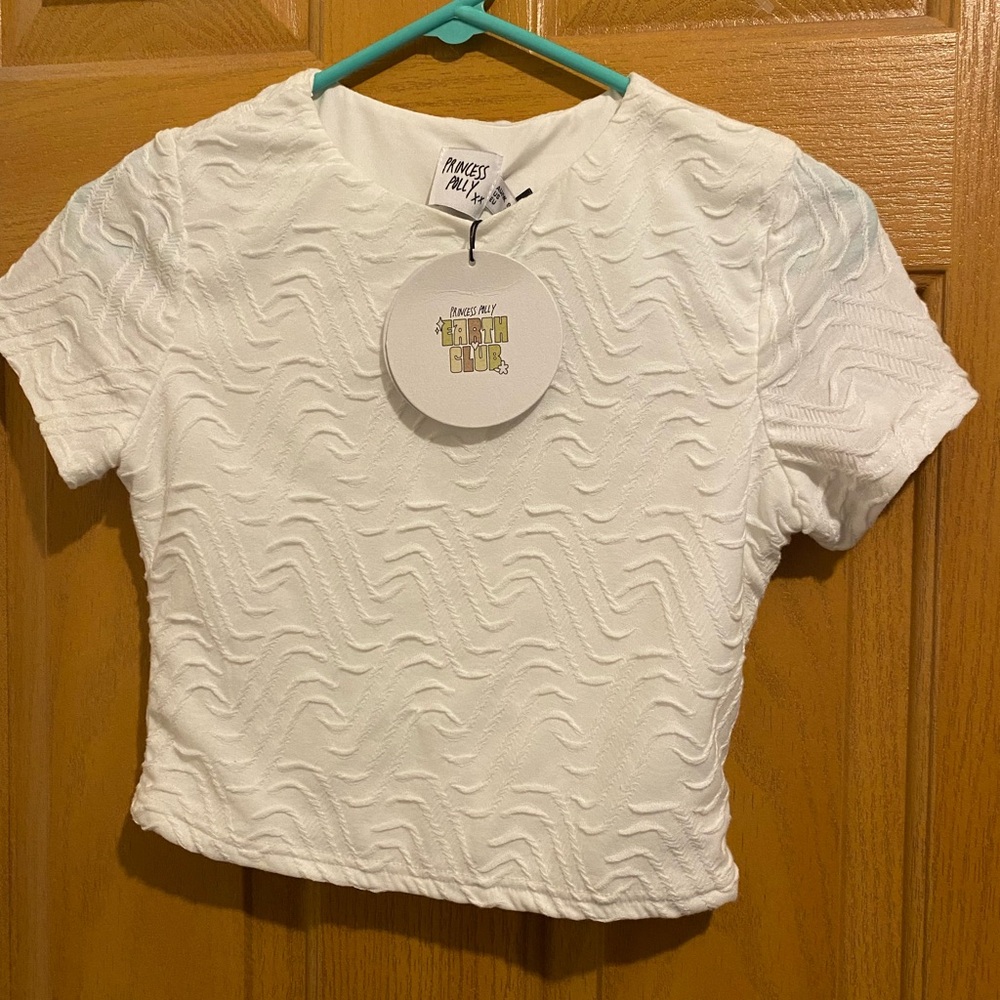 Princess Polly White Textured Crop Top
